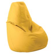 Pouf Bin souple tissu simili cuir jaune