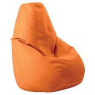 Pouf Bin souple tissu simili cuir mandarine