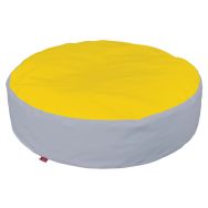 Pouf rond gris et jaune