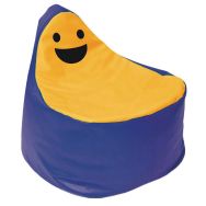 Pouf ludique bleu marine et orange à motif smiley