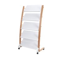 Présentoir de sol mobile 5 étagères 15 A4 Bois blanc