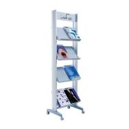 Présentoir mobile 4 tablettes métal 8 documents 24x32 coloris gris