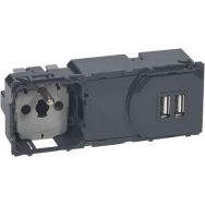 Prise deux ports USB précâblée et prise de courant