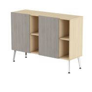 Range. bas Teni pieds métal lg.140 cm ht.101 cm 2 portes 2 niches-MBA