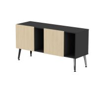 Rangement bas Teni pieds métal lg.140 cm ht.74 cm portes niches - MBA