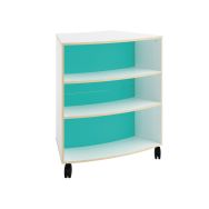 Rayonnage double face Filos incurvé h110cm blanc/turq 3036 - roulettes