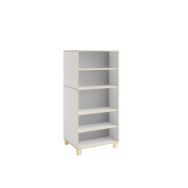 Rayonnage droit double face hauteur 174 cm sur pieds Filos blanc/gris