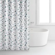 Rideau de douche polyester motif points - 180x200 cm - Bleu