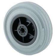 Roue de transport avec pneu en caoutchouc semi-élastique gris et jante en polypropylène