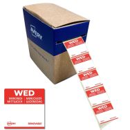 Rouleau de 1000 Étiquettes Mercredi - 25 x 25 mm - Amovibles