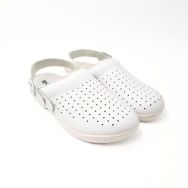 Sabot de travail en cuir perforé blanc, pointure 41