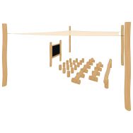 Salle de classe avec voile d'ombrage robinier scellement direct