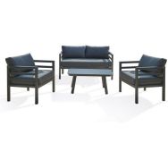 Salon de jardin Lisbonne 4 places gris anthracite