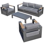 Salon de jardin Mandelieu 5 places gris anthracite