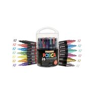 Seau 26 marqueurs peinture Posca couleurs festives + masques