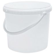 Seau Plastique - Avec couvercle - 12.5 L - Anse : Plastique - Blanc