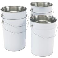 Seau métallique blanc avec couvercle plat – 2,5 à 5L