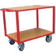 Servante d'atelier 2 plateaux bois - Force 500 kg - 1060 x 680 mm Rouge - Fimm