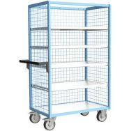 Servante grillagée 3 côtés avec 4 étagères plateau bois 500 kg - FIMM