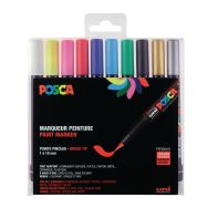 Set de 10 marqueurs POSCA pointe pinceau – Couleurs basiques