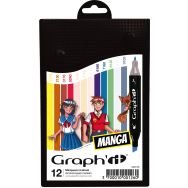 Set de 12 marqueurs à l'alcool Graph'it double pointe en couleurs assorties
