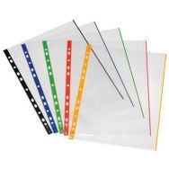Set de 6 Pochette perforée, A4, transparent, bord coloré