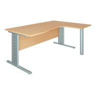 Silver bur compact ret droite L160xP120 hetre /alu + pied