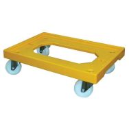 Socle rouleur 4 roues pivotantes chape acier jaune