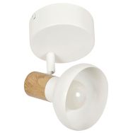 Spot 1 lumière métal effet bois Alvar blanc - Corep