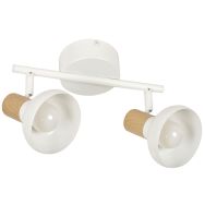 Spot 2 lumières métal effet bois Alvar blanc - Corep