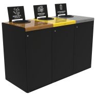 Station bornes de tri sélectif Alitri 3 x 65 L - Marron/Jaune/Gris