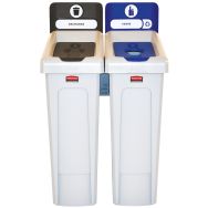 Station de recyclage Slim Jim 174L FR Noir et couvercle bouteilles Bleu