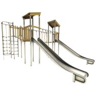 Structure LOREE 3 tours mât grimpe inox/robinier