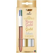 Stylo-Bille 4 Couleurs or, rose, argenté, shine doré - BIC