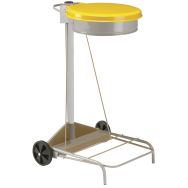 Support roulant pour sac poubelle de tri 110 L couvercle jaune - Rossignol