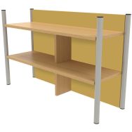 Surmeuble pour buffet 2 portes tablettes hêtre 350 - fond jaune/alu 9006