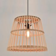 Suspension forme tambour en bambou naturel