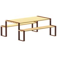 Table-bancs Forézien 1,90 m robinier/acier aspect corten 8011