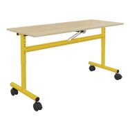Table 130 x 50 cm rabattable réglable T3 à T6 strat chants polypro hêtre/jaune
