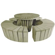 Table + 3 bancs cintrés Hélios - Mobextan