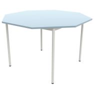 Table 4 pieds droits octogonale Ø 120 cm T2 stratifié bleu/alu 9006