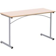 Table AtlasII 130x50cm chants plaqués T6 plateau beige piètement gris alu