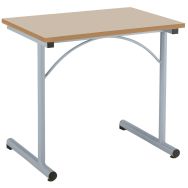 Table Atlas II fixe 70x50 cm,chants alaisés, T6, plateau beige,  gris alu