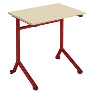Table Atlas Mobile 70x50 plateau beige chants plaqués T5 piètement rouge