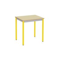 Table Basic 70 x 50 cm T6, chants plaqués, plateau beige, piètement jaune
