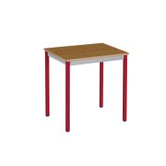 Table Basic 70 x 50 cm T6, chants plaqués, plateau hêtre, piètement rouge
