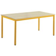 Table Carélie stratifié chants alaisés coquille oeuf jaune - Mobidecor