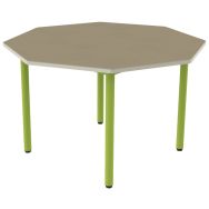 Table Carélie octogonale Ø120 pieds stratifié polyuréthane - Mobidecor