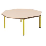 Table Chloé octogonale 4 pieds Plateau beige Piètement jaune T2