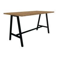 Table Cohésion haute 200x100 pied métal trapèze chêne brut/noir